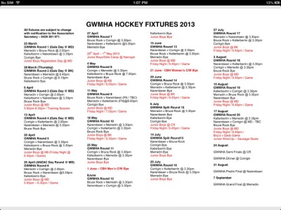 Merredin Womens Hockey Club fixtures